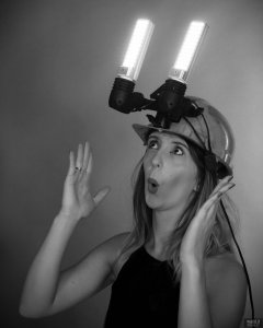 2018-11-17 Madame Cerise demonstrates  lighting helmet invention