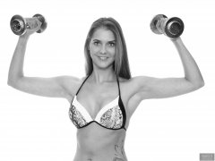 2019-02-10 JaySeaW in working-out, wearing her own black and white bikini.