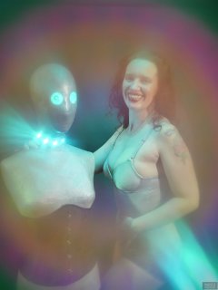2019-03-30 Chiara in vintage silver Silhouette pantie-corselette, posing for some special effects