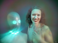 2019-03-30 Chiara in vintage silver Silhouette pantie-corselette, posing for some special effects