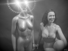 2019-03-30 Chiara in vintage silver Silhouette pantie-corselette, posing for some special effects