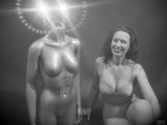2019-03-30 Chiara in vintage silver Silhouette pantie-corselette, posing for some special effects