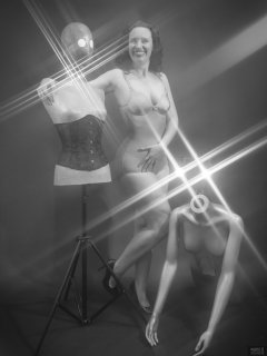 2019-03-30 Chiara in vintage silver Silhouette pantie-corselette, posing for some special effects