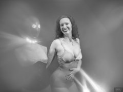 2019-03-30 Chiara in vintage silver Silhouette pantie-corselette, posing for some special effects