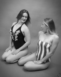 2019-05-04 CloEliza and Fabiene in their own vintage-style one-piece swimsuits