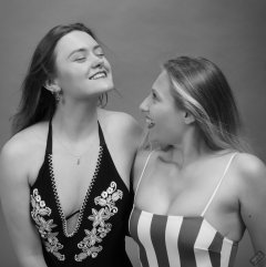 2019-05-04 CloEliza and Fabiene in their own vintage-style one-piece swimsuits