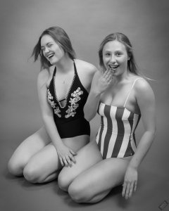2019-05-04 CloEliza and Fabiene in their own vintage-style one-piece swimsuits
