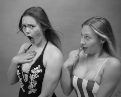 2019-05-04 CloEliza and Fabiene in their own vintage-style one-piece swimsuits