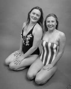 2019-05-04 Fabiene and CloEliza in their own vintage-style one-piece swimsuits