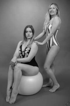 2019-05-04 CloEliza and Fabiene in their own vintage-style one-piece swimsuits