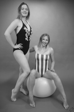 2019-05-04 CloEliza and Fabiene in their own vintage-style one-piece swimsuits