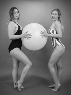 2019-05-04 CloEliza and Fabiene in their own vintage-style one-piece swimsuits
