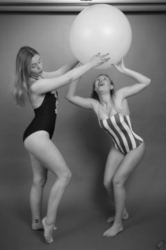 2019-05-04 CloEliza and Fabiene in their own vintage-style one-piece swimsuits