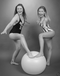 2019-05-04 CloEliza and Fabiene in their own vintage-style one-piece swimsuits