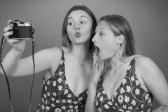 2019-05-04 CloEliza and Fabiene in maroon and gold vintage swimsuits