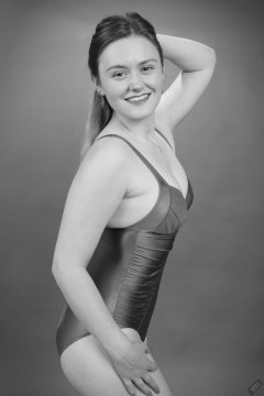 2019-05-04 CloEliza in purple vintage tummy-control one-piece swimsuit