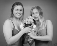 2019-05-04 CloEliza and Fabiene in purple vintage tummy-control one-piece swimsuits