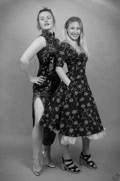 2019-05-04 CloEliza and Fabiene in dresses of contrasting styles