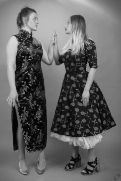 2019-05-04 CloEliza and Fabiene in dresses of contrasting styles