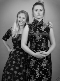 2019-05-04 Fabiene and CloEliza in dresses of contrasting styles