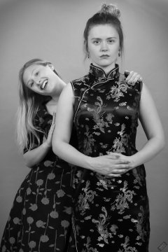 2019-05-04 Fabiene and CloEliza in dresses of contrasting styles