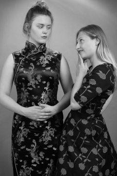 2019-05-04 Fabiene and CloEliza in dresses of contrasting styles