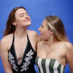 2019-05-04 CloEliza and Fabiene in their own vintage-style one-piece swimsuits
