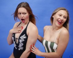 2019-05-04 CloEliza and Fabiene in their own vintage-style one-piece swimsuits