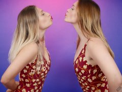 2019-05-04 Fabiene and CloEliza in maroon and gold vintage swimsuits