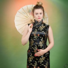 2019-05-04 CloEliza in black cheongsam dress