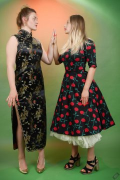 2019-05-04 CloEliza and Fabiene in dresses of contrasting styles