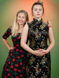 2019-05-04 Fabiene and CloEliza in dresses of contrasting styles
