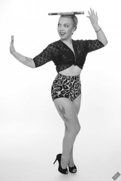2019-05-25 KL Modelling - in vintage lace top and tight animal print control briefs, worn as hotpants