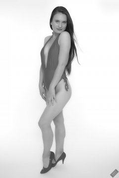 2019-09-21 Kristine Gold - in her own red lycra one-piece swimsuit