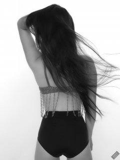 2019-09-21 Kristine Gold - in red jewelled dance-top and tight blue pantie girdle worn as hot-pants