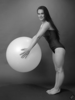 2019-09-21 Kristine Gold - in blue and purple vintage-style one-piece tummy-control swimsuit by M&S