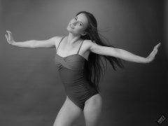 2019-09-21 Kristine Gold - in blue and purple vintage-style one-piece tummy-control swimsuit by M&S