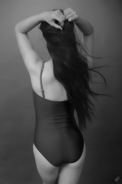 2019-09-21 Kristine Gold - in blue and purple vintage-style one-piece tummy-control swimsuit by M&S