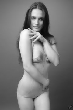 2019-09-21 Kristine Gold - in tight pink vintage pantie-corselette