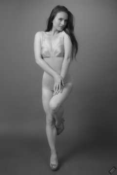 2019-09-21 Kristine Gold - in tight pink vintage pantie-corselette