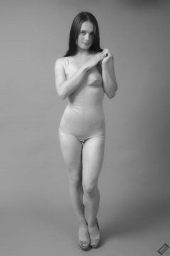 2019-09-21 Kristine Gold - in tight pink vintage pantie-corselette