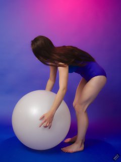 2019-09-21 Kristine Gold - in blue and purple vintage-style one-piece tummy-control swimsuit by M&S