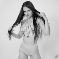 2019-12-14 Kristine Gold in retro  beige top and lycra pantie girdle.