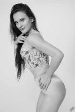 2019-12-14 Kristine Gold in retro  beige top and lycra pantie girdle.