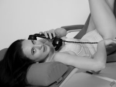 2019-12-14 Kristine Gold in retro beige top and panelled nylon-lycra pantie girdle relaxing on vintage British-made Relaxator 365 reclining chair relaxing on vintage British-made Relaxator 365 reclining chair.