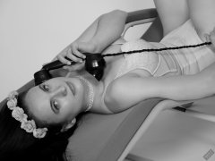 2019-12-14 Kristine Gold in retro beige top and panelled nylon-lycra pantie girdle relaxing on vintage British-made Relaxator 365 reclining chair relaxing on vintage British-made Relaxator 365 reclining chair.