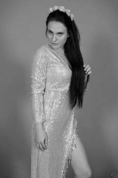 2019-12-14 Kristine Gold modelling her own flowing dress