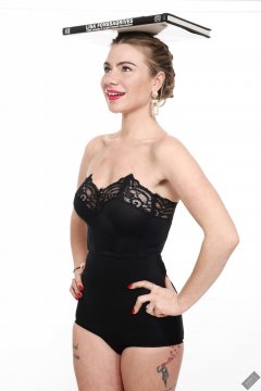 2020-01-18 Danni Moss in black strapless bra and waist-nipper control briefs
