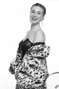 2020-01-18 Danni Moss in vintage animal-print fur coat