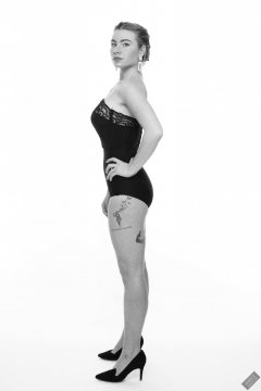 2020-01-18 Danni Moss in black strapless bra and waist-nipper control briefs